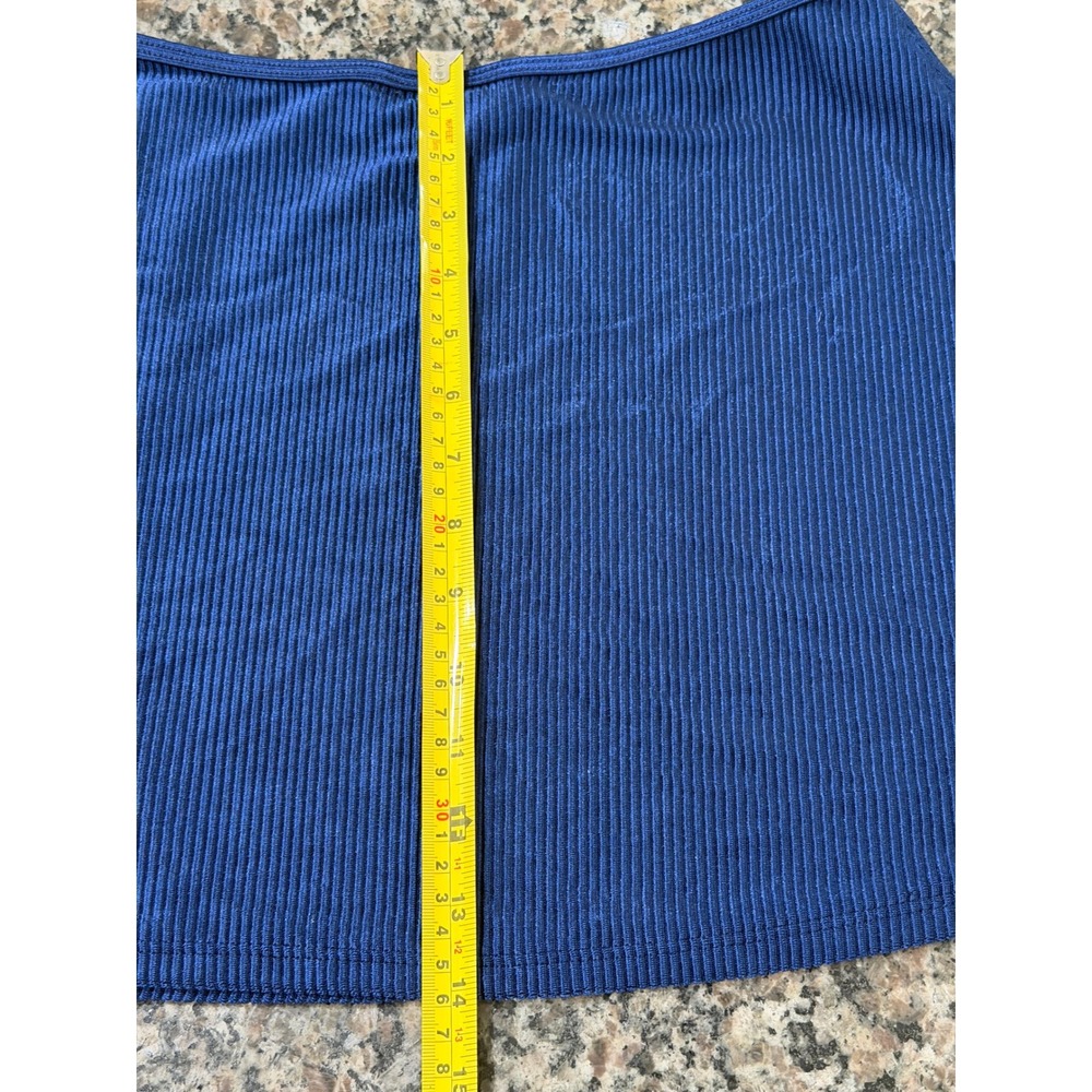 Catalina Womens Navy Blue Ribbed Swim Skirt Wrap Front Size Large B34 - Picture 7 of 7